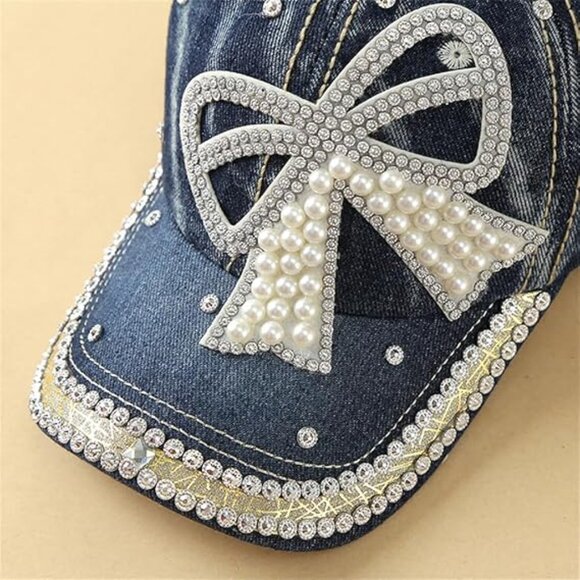 Women\'s‎ Bling Hat Pearls and Rhinestones Baseball cap Style NEW main image 6
